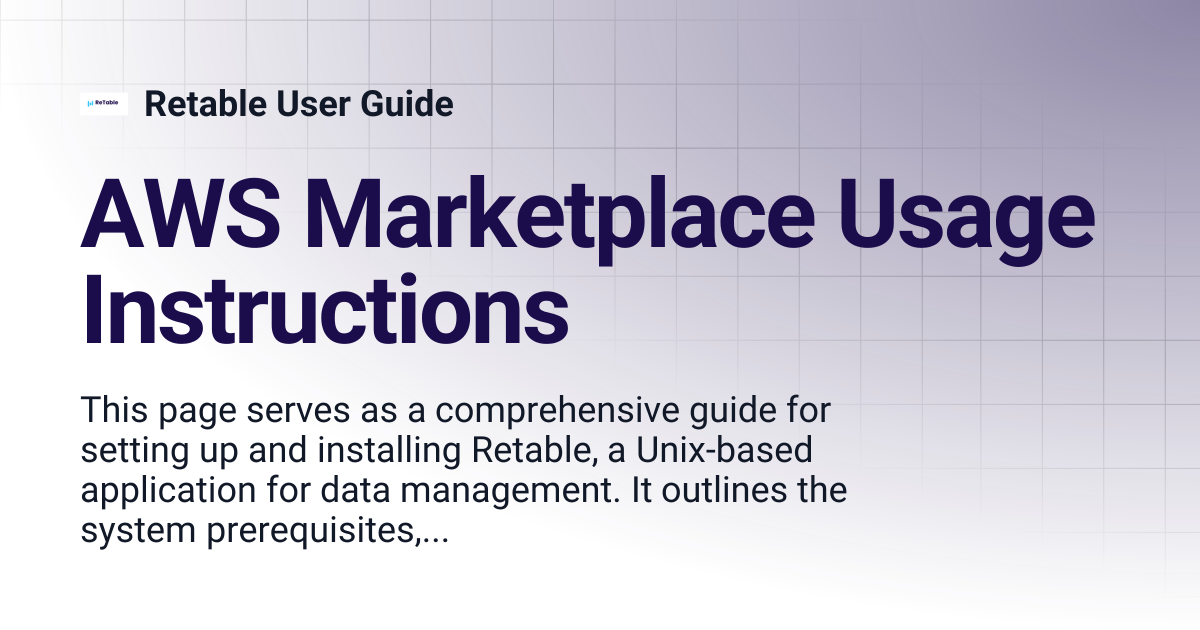 AWS Marketplace Usage Instructions | Retable User Guide
